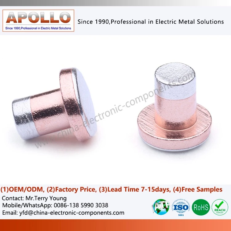 Electrical Contact Rivets Trimaterial